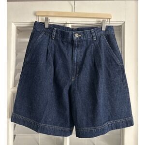 VTG Mom Lizwear Darkwash Pleated Front Denim High Waist Shorts - 14 P / 30in